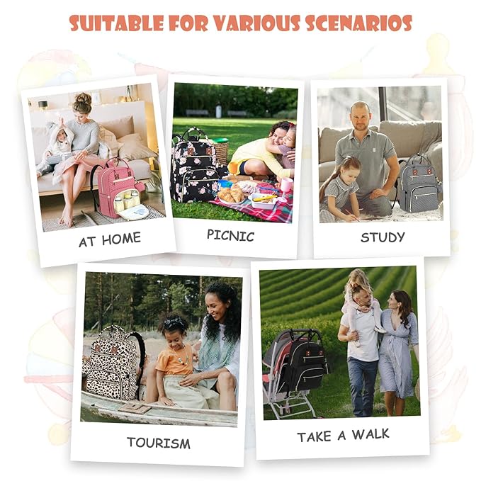 Baby Diaper Bag Backpack, Travel Diaper Bags for Baby Girl Boy Large Capacity Baby Bag Backpack for Women Grey