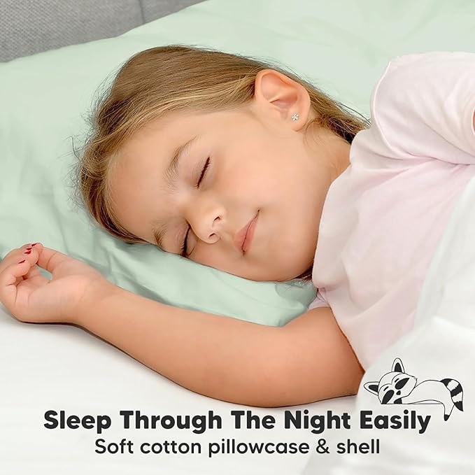 KeaBabies Toddler Pillow with Pillowcase, Jumbo 14X20 - Soft Organic Cotton Toddler Pillows for Sleeping - Machine Washable - Perfect for Travel, Toddler Bed Set (Sage)