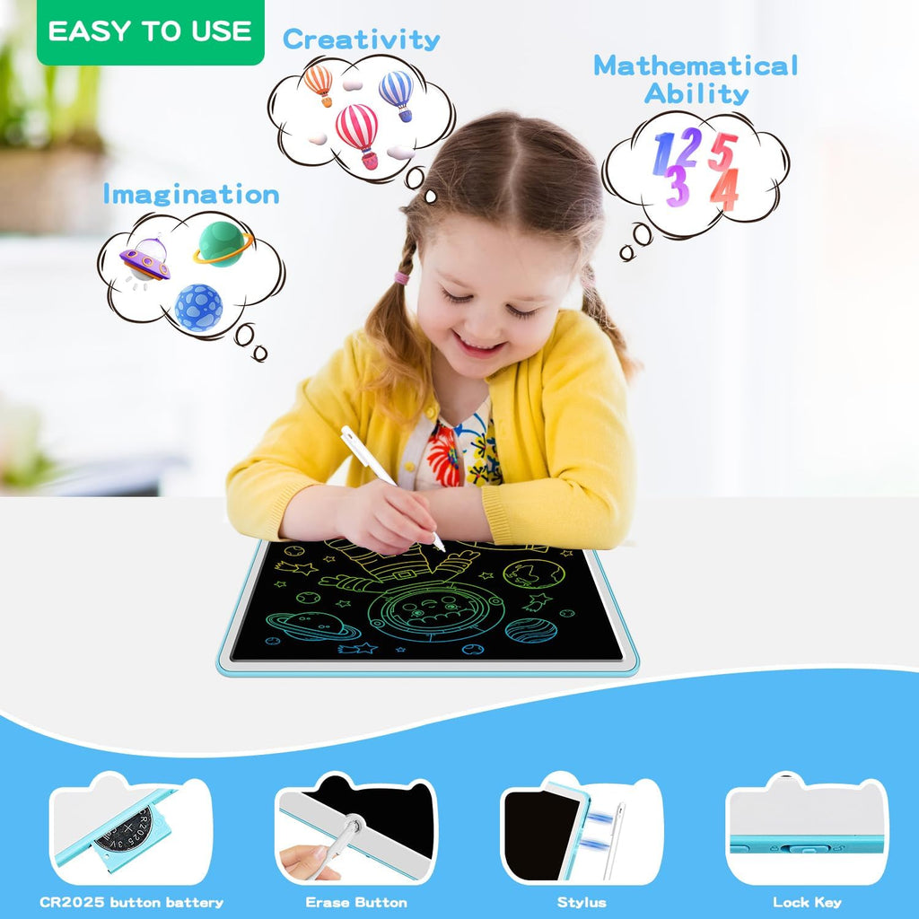 12 Inch LCD Writing Tablet for Kids Ages 3-6, Reusable Doodle Board with Stylus Pen, Drawing Pad Educational Travel Toy for Boys & Girls, Perfect Holiday & Birthday Gift Idea