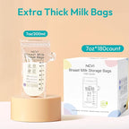 NCVI Breastmilk Storage Bags, 180 Count Milk Storage Bags for Breastfeeding, 7oz Breast Milk Storage Bags with Temp-Sensing, Doubled-Sealed, Hygienically, Self Standing, Easy Pour Spout, BPA Free