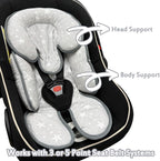 Infant Car Seat Insert, 2 in 1 Reversible Baby Car Seat Head & Body Support Cushion Pillow for Newborn,Soft Newborn Carseat Head Support Pad for Carseats, Strollers, Swings, Bouncers