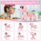 Dwi Dowellin Robot Dog for Kids 8-12,Remote Control Smart Robotic Dogs Pet Puppy Robotic Toy,Interactive Touch Walking Talking Toys for Boys Girls Christmas Birthday Gifts(Pink)