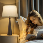 Oneach 25.75" Table Lamps Set of 2 for Living Room Bedroom, Bedside Lamp 3-Way Dimmable Touch Control, Modern Black Nightstand Light Fabric Shade Vintage Accent Style