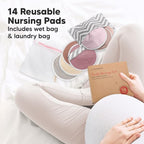 Organic Nursing Pads - 14 Washable Viscose Derived from Bamboo Breastfeeding Pads, Wash Bag, Reusable Breast Pads for Breastfeeding, Nipple Pads for Breastfeeding Essentials(Plum, M 3.9")