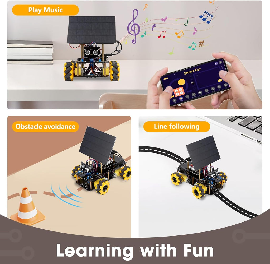 Robotics Kit for Kids Ages 8–12,ACEBOTT STEM Robot Car with Solar Powered,Compatible with Arduino & Scratch,STEM Toys for Boys Ages 8–12,App & Remote Control,Programmable ESP32,Gift for Boys and Girls