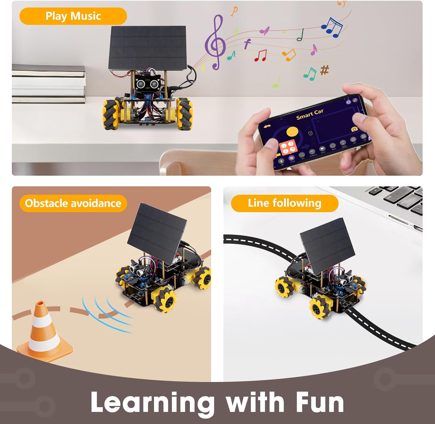 Robotics Kit for Kids Ages 8–12,ACEBOTT STEM Robot Car with Solar Powered,Compatible with Arduino & Scratch,STEM Toys for Boys Ages 8–12,App & Remote Control,Programmable ESP32,Gift for Boys and Girls