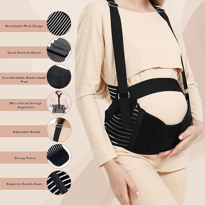 Belly Bands For Pregnant Women - Maternity Belt Pregnancy Support - Breathable Abdominal Binder, Back Support, Multiple Sizes And Colors For All Stages Of Pregnancy & Postpartum