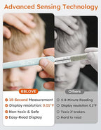 Thermometer for Adults and Kids, Medical-Grade Accurate Fast Reading Oral and Underarm Temperatures, Rechargeable Digital Thermometers with LED Display