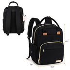 RUVALINO Diaper Bag Backpack-Multifunction Baby Travel Bag, Insulated Bottle Holders & Large Capacity, Waterproof, Deep Black