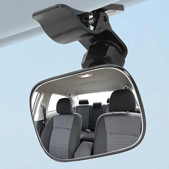 Car Interior Rearview Baby Mirror, Universal Wide Angle Convex Mirrors Clip On Mirror for Infant Toddler Child Backseat, 360° Freely Adjustable. (Black)