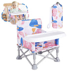 Portable Booster Seat, Toddler Baby Seat with Tray for Dining Table Compact Floor Chair for Camping Lawn Beach Babies Travel 6-36 Months