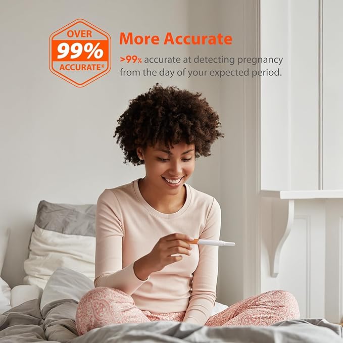 iHealth Pregnancy Test 5-Pack, Detect Early Pregnancy 6 Days Before Missed Period with 99% High Sensitivity. Easy at-Home Fertility HCG Test with Pink Dye, Individually Wrapped, Pruebas de Embarazo