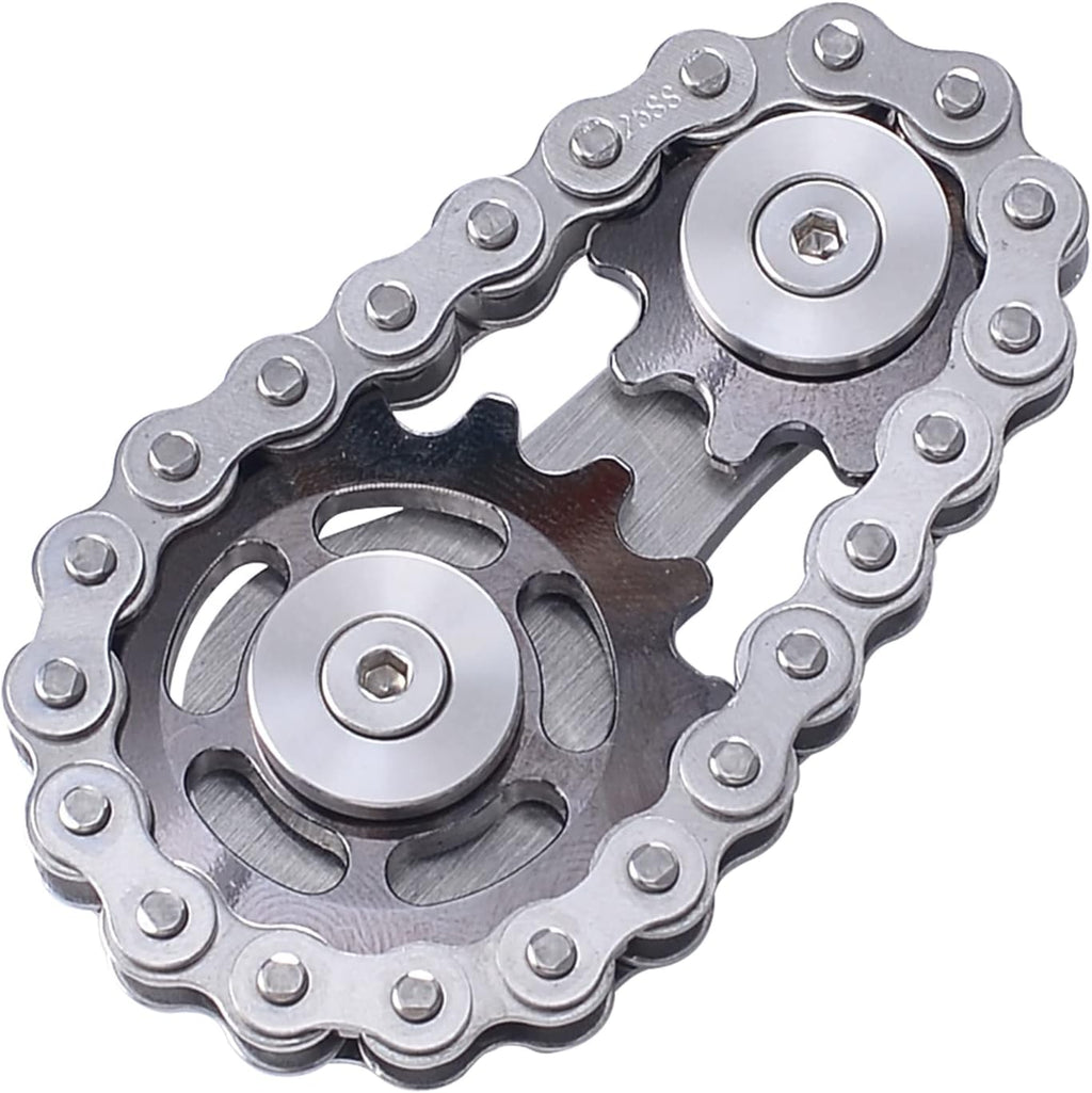Chain Gear Fidget Spinner, Metal Sprocket Chain Fidget Toy, Stress Anxiety Relief Fidget Toy, Bike Chain Gears Novelty Toy,Metal EDC for Anxiety Relieve Boredom ADHD Autism (Dark Grey)