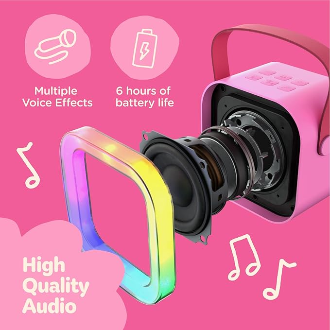 Move2Play, Karaoke Machine for Kids | Includes 20+ Kid Songs | 2 Microphones | Connect with Bluetooth | 3, 4, 5, 6, 7+ Year Old Gift | Toy for Girls, Boys, & Toddler | Birthday Present