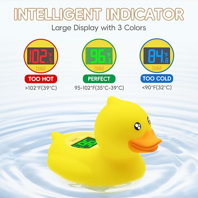 b&h Rechargeable Baby Bath Thermometer, Digital Shower Thermometer for Infant Bathtub and Room, Upgraded Turn Off Function, Fast Temperature Reading, Safety Newborn Floating Bath Toy (Baby Duck)
