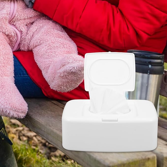Baby Wipe Dispenser Box Refillable Plastic Wipes Container with Dust Cover Portable Wet Tissue Holder for Living Room Nursery Kitchen Bathroom 6.69X4.13X2.36 Inch