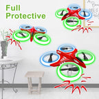 Dwi Dowellin 4.9 Inch Mini Drone for Kids Crash Proof LED Lights One Key Take Off Landing Flips RC Remote Control Small Drones Toys for Beginners Boys and Girls Adults Nano Quadcopter, Red