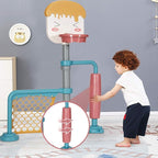 Costzon 3-in-1 Toddler Basketball Hoop & Soccer Goal Stand, Basketball Stand with Adjustable Height, Indoor & Outdoor Activity Center Basketball & Soccer for Kids