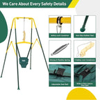 FUNLIO Baby Jumper with Stand for 6-24 Months, Infant Jumper for Indoor/Outdoor Play, Toddler Bouncer for Baby Girl/Boy, with Adjustable Chain, Easy to Assemble & Store (with Stand) - Green