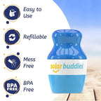 Solar Buddies Bag Bundle & Carabina Clip - Full Blue - Refillable Roll on Sponge Sunscreen, Suncream & Lotion Applicator For Kids, Adults & Families - Holds 3.4fl oz, Perfect Size for Travel