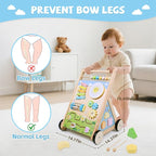 Wooden Baby Walker with Wheels, Montessori Baby Push Walker for Babies 6-12 Months, Baby Activity Center Walking Toy for 1 Year Old Learning to Walk Toddler Girls Boys