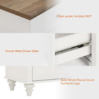 WAMPAT Kids Dresser with 7 Drawers for Bedroom, White Baby Dresser for Nursery & Kids Room, Mid Century Modern Chests & Dressers, Distressed Wide Dressers Organizer for Children’s Bedroom, 54 Inch