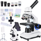 Microscope for Adults 40x-2000x Compound Microscope with Dual LED Illumination for School, Home, Lab, Beginners