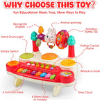Baby Educational Musical Toys for 18-24 Months Toddlers 2 3 4 5 6 Years Old Boys Girls, Interactive Early Learning Toy for Kids Piano Drum Set Montessori Toys Christmas Birthday Gifts Red