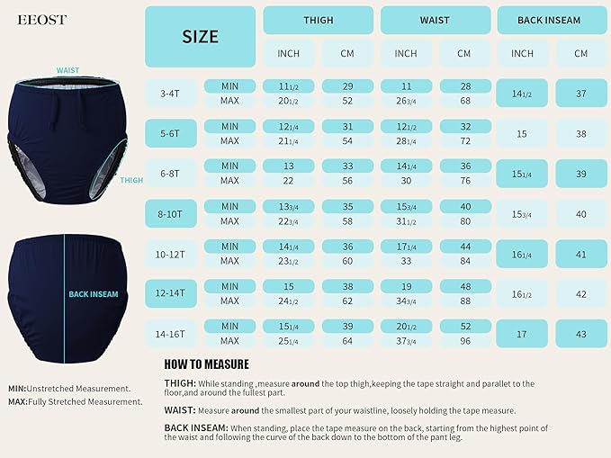 Youth Special Needs Reusable Swim Diapers Swimwear for Incontinence Cloth Diaper Covers Waterproof,Leakproof, Unisex (5-8T, Navy)