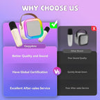 【2025 Newest】 Mini Karaoke Machine for Kids Girls & Boys - Portable Bluetooth Speaker with 2 Wireless Microphones - Kids Birthday Gifts for Ages 4-10 - Kids' Instrument Accessories - Beige