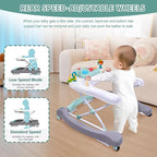 5 in 1 Foldable Baby Walker, Activity Baby Walker-Baby Bouncer, Rocker, Activity Center,Seat and Push Walker,Detachable Trampoline Mat, Adjustable Speed Rear Wheels and Height,Ages 6-18 Months(Mint)