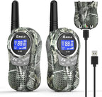 QNIGLO Camping Walkie Talkies for Kids Rechargeable, Camo Kids Walkie Talkies for Boys Girls fit Outdoor Adventure Game Spy Gear Hiking, Army Police Toys for 3 4 5 6-12 Year Old