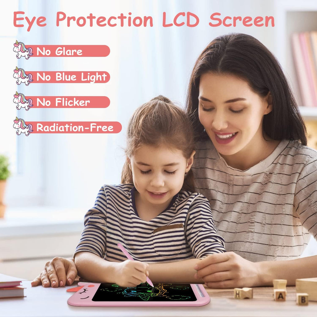 LCD Writing Tablet for Kids, 10 Inch Colorful Drawing Board, Learning Educational Toddler Toys Gifts for Kids, Drawing Tablet Gift for Boys Girls 3 4 5 6 7 8 Years Old (Pink-Unicorn)