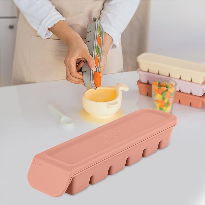 Silicone Freezer Trays with Lid, 2ea 1oz 6 Section - Leak Proof Silicone Freezer molds for Homemade Baby Food Breastmilk, Purees, Vegetables, Baby Food Jars Ice Tray with Lid BPA Free IndiePink