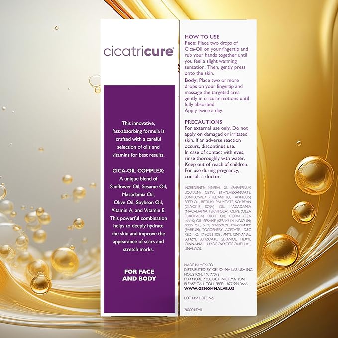 Cicatricure Cica Oil for Stretch Marks & Scars, Visible Results in 4 Weeks, Pregnancy Must-Haves Body Oil with Vitamin E, Stretch Mark Oil, Scar Treatment with Botanical Ingredients, 6.7 fl oz -3 Pack