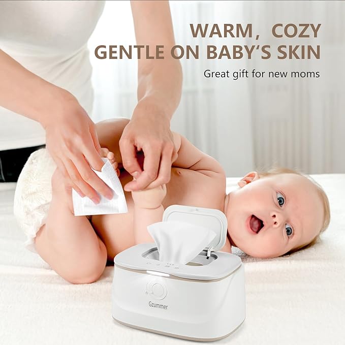 Baby Wipe Warmer, Wipe Warmer and Baby Wet Wipes Dispenser, 3 Temperature Control Large Capacity Wipes Warmer for Babies with Night Light (Pure White)