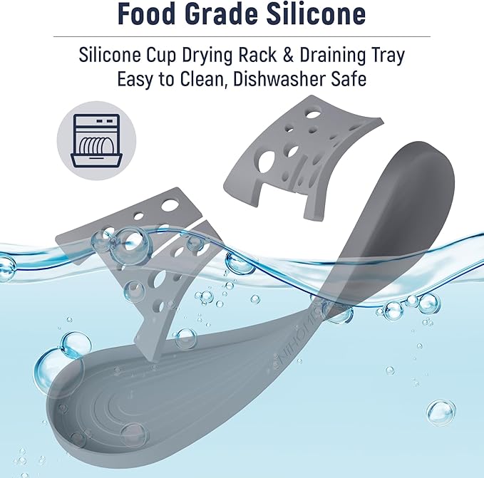 NiHome Silicone Water Bottle Drying Racks Set of 3 with Drip Tray,Cheese Style for Faster Drying,Bottle Dryer Racks Fit for Stanley YETI Cups Owala Sports Bottle Baby Bottle Thermoses Mugs