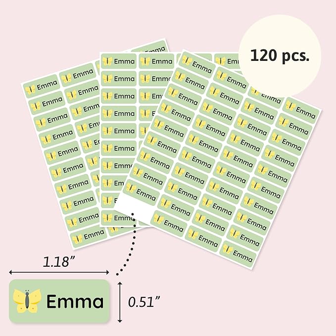 Personalized Name Labels for Kids (120) – Custom Waterproof & Durable Stickers for Clothing, Daycare, Office & School Supplies - Insects