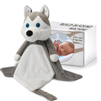 Love By Emi Baby Music Lovey Grey & White Husky, Baby Sleep Soother for Crib & Cuddle Bedtime, White Noise with Heartbeat & Lullaby, Plush Sound Toy, Stuffed Animal for Newborns, Infants & Toddlers