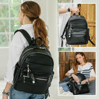 miss fong Diaper Bag Backpack Leather Diaper Bag, Baby Diaper Bag for Baby, 16 Pockets with Hand Sanitizer Holder, Changing Pad, 2 Insulated Pockets(Black)