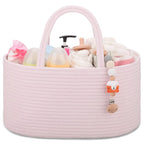 COMSE Baby Diaper Caddy Organizer, Car Caddy, Diaper Change Organizer, Gift Baskets Empty, Portable Tote Bag with Divider, Baby Shower Gifts Newborn Essentials Registry Must Have, Light pink