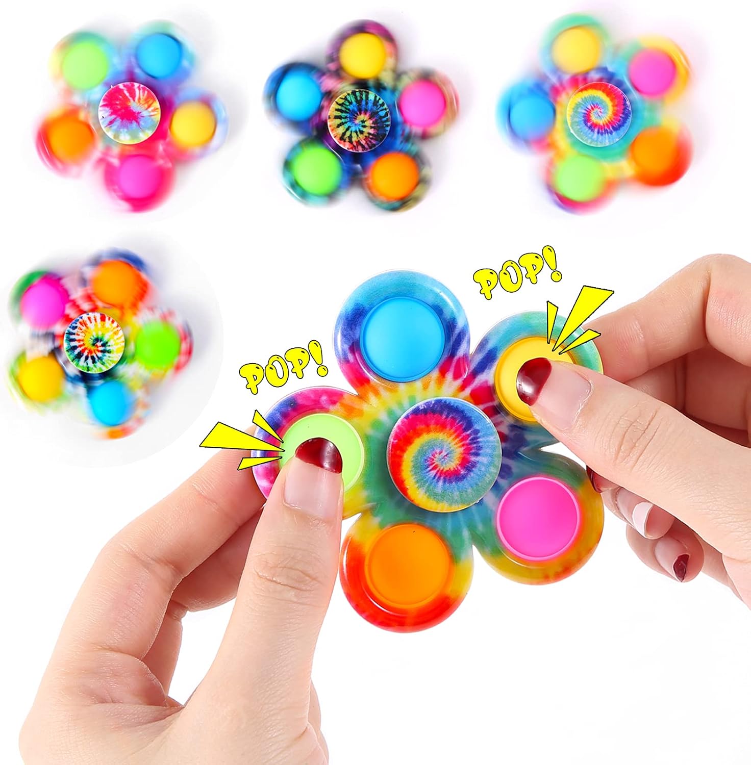 Fidget Spinners Toys 4 Pack, Fidget Toys for Kids Adults, Bulk Pop Sensory Spinner Toys Stress Relief, ADHD Autism Products for Girls Boys, Kids Birthday Party Favors Classroom Prizes