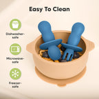 KeaBabies 4-Pack Silicone Baby Spoons and Forks Set - Baby Led Weaning Utensils 6-12 Months, Self Feeding Toddler Spoon & Fork for Training, Teething, Easy to Hold, BPA-Free Silicone (Kea)