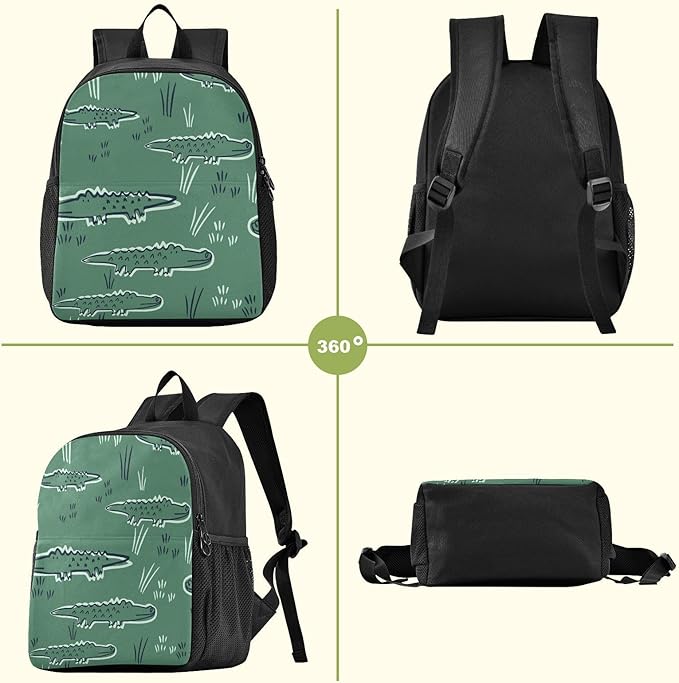 Toddler Backpack Cute Alligator Crocodile Waterproof Mini Backpack Boys/Girls Cute Small Backpack Kindergarten Pre School Bags (S)