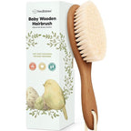 Wooden Baby Hair Brush - Cradle Cap Baby Brush with Soft Goat Bristles, Perfect Gentle Scalp Newborn Comb for Infant, Girls, Boys, Bath Essentials(Dark Walnut, Oval)