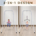 2 in 1 Baby Jumper with Swing, Baby Swing Indoor and Outdoor Use, Baby Jumpers and Bouncers, Toddler Swing with Foldable Stand