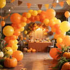 RUBFAC 129pcs Orange Balloons Different Sizes 18/12/10/5 Inches, Burnt Orange Fall Balloon Arch Kit Garland for Halloween Thanksgiving Party Baby Shower Birthday Decoration