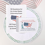 Us Citizenship Test Flash Cards 2025, Tarjetas para La Ciudadania De Las 100 Preguntas, Tarjetas De Ciudadania 2025 inglés y español, Naturalization Study Guide with 100 Questions & Answers