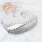 LAT Nursing Pillow for Breastfeeding with Removable Minky Cover,Ergonomic Breast Feeding Pillows for Mom and Baby,Machine Washable(Gray+Elephant)