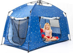 Kids Play Tent-Portable Playhouse Children House -Easy Set up Indoor Outdoor with Carry Bag for Kids-Light Strip Design for Night Use with Starry Fabric - Space for Children and Parents-Birthday